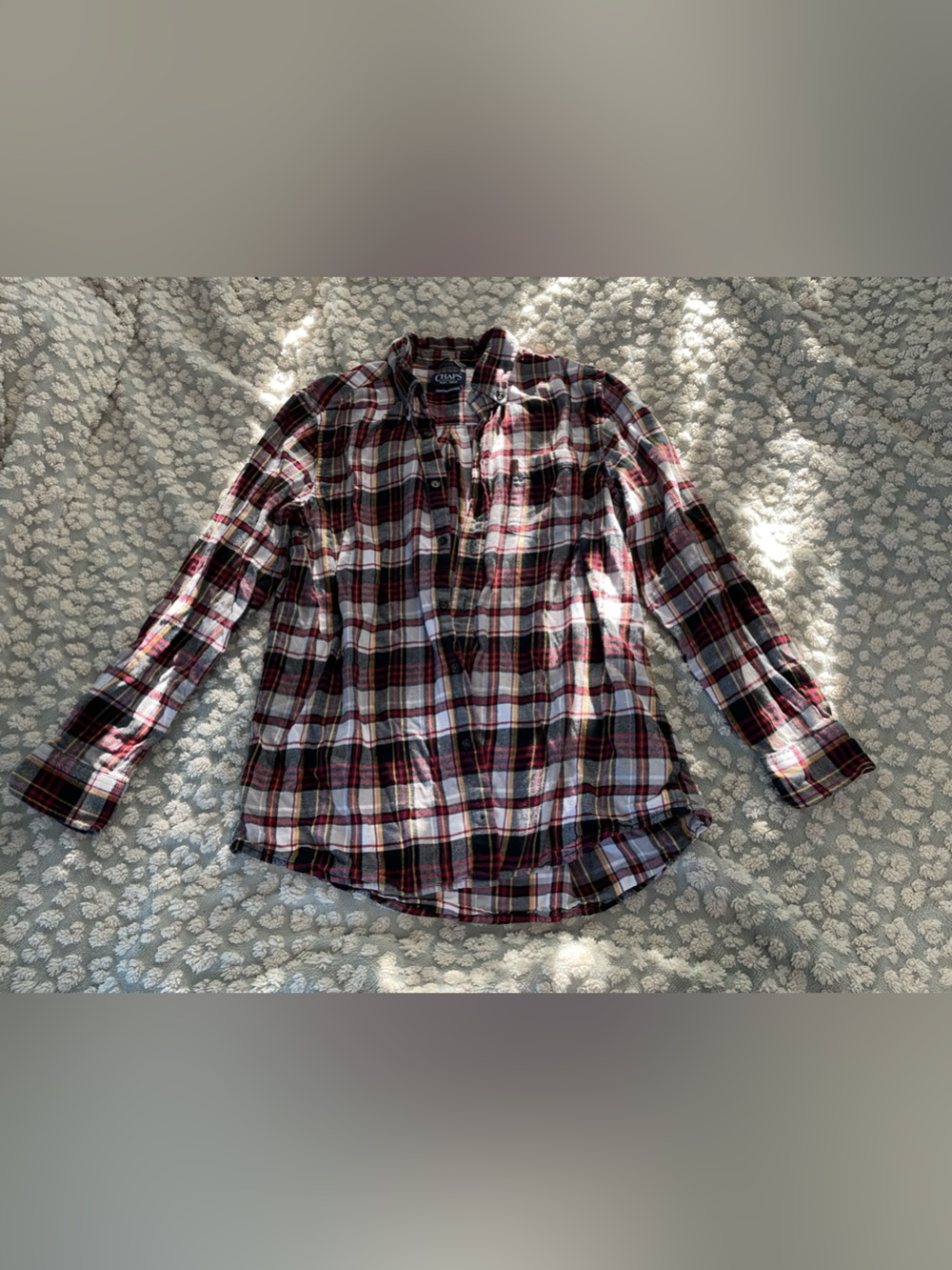 Chaps Red and Black Plaid Button-Down Shirt for Kids